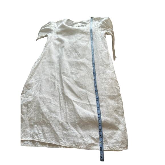 Crown Linen Designs White Lagenlook Coastal Natural Bell Sleeve Dress Size M - Picture 10 of 11